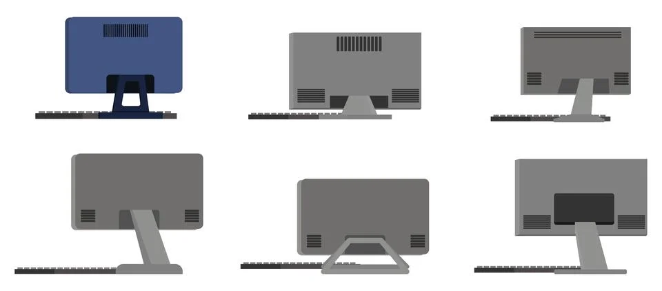 Desktop computer set back view Stock Illustration