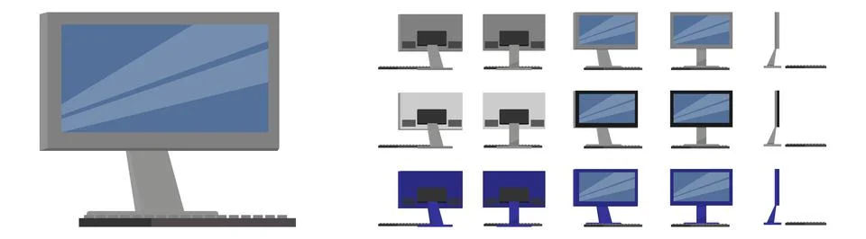 Desktop computer set with different color Stock Illustration