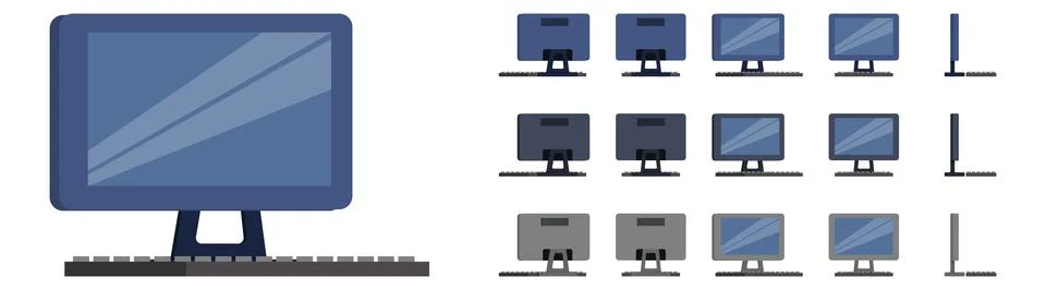 Desktop computer set front view Stock Illustration