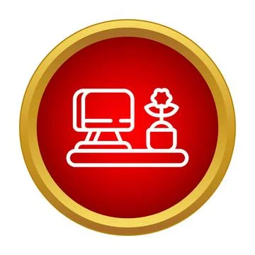 Desktop computer set with plant icon design Stock Illustration