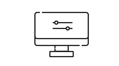 Desktop computer settings and equalizer icon Ilustração Stock