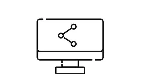 Desktop computer with share icon on screen Stockillustratie