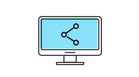 Desktop computer with share icon on screen Stock Illustration