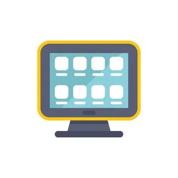 Desktop computer showing apps on screen displaying user interface Stock Illustration