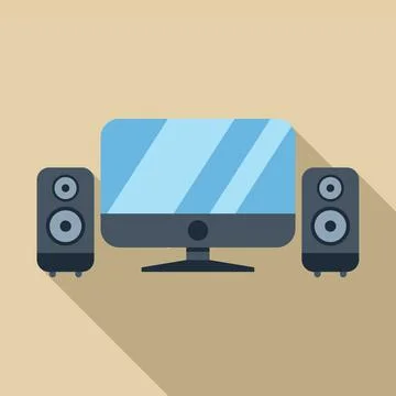 Desktop computer showing blank screen with two speakers on each side Stock Illustration
