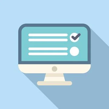Desktop computer showing checklist for online survey, exam, quiz or test Illustrazione stock