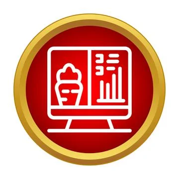 Desktop computer showing data analytics dashboard icon 库存插图