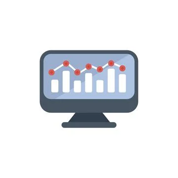 Desktop computer showing growing business graph icon Illustrazione stock