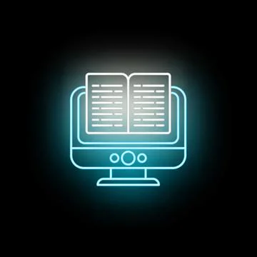 Desktop computer showing open book e learning icon イラスト素材