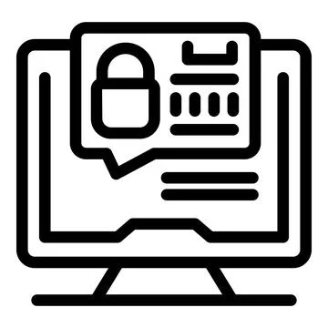 Desktop computer showing security notification with padlock icon 스톡 일러스트