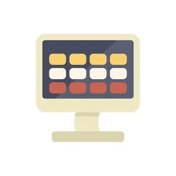 Desktop computer showing spreadsheet software on screen Stock-Illustration