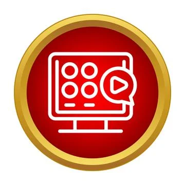 Desktop computer showing video advertising content icon イラスト素材