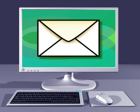 Desktop computer showing you have mail Stock Illustration
