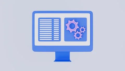 Desktop computer shows detailed information, complete and processed quickly 库存插图
