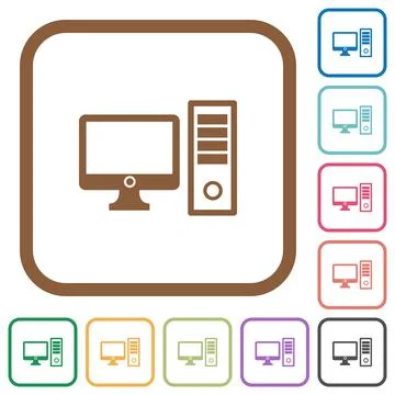 Desktop computer simple icons Stock Illustration