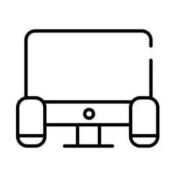 Desktop computer with speaker line style icon Stock Illustration