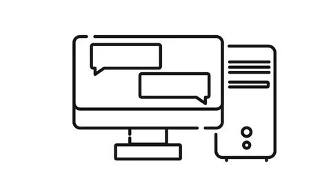 Desktop computer with speech bubbles chat Stock Illustration