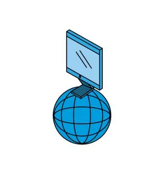 Desktop computer with sphere browser Illustrazione stock