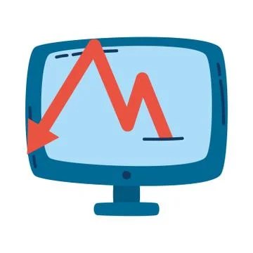 Desktop computer with statistics arrow Stock Illustration