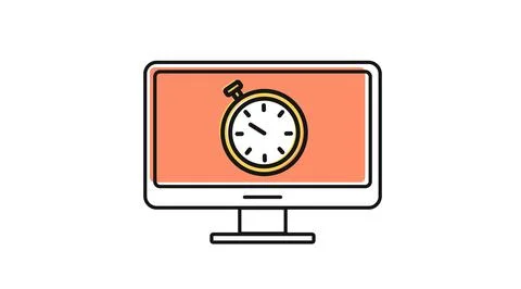 Desktop computer with stopwatch speed symbo Illustrazione stock