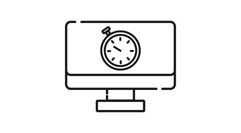 Desktop computer with stopwatch speed symbol Stock Illustration