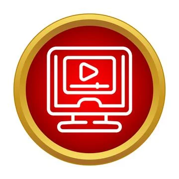 Desktop computer streaming video content online icon イラスト素材