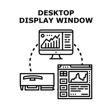 Desktop computer system displaying data analysis window Stock Illustration
