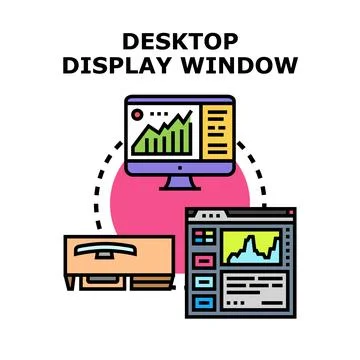 Desktop computer system displaying data analysis window 库存插图