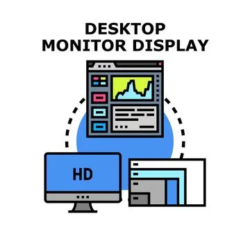 Desktop computer system displaying digital information Stockillustratie