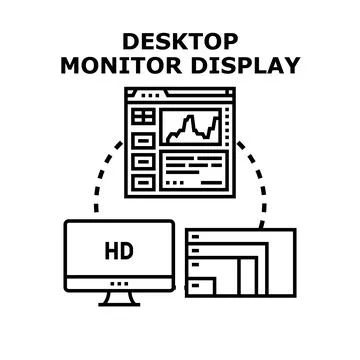 Desktop computer system displaying digital information Illustrazione stock