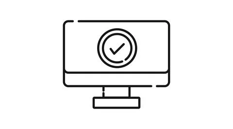 Desktop computer system success icon Иллюстрация