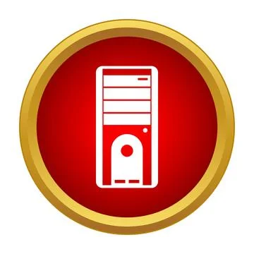 Desktop computer system unit icon in red circle Stock-Illustration