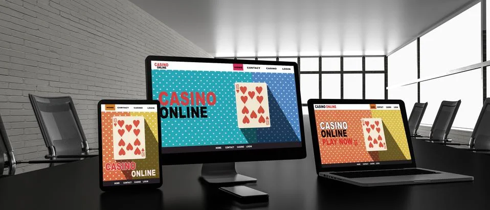 Desktop computer on the table of the office mockup 3d rendering. 3d illustrat Stock Illustration