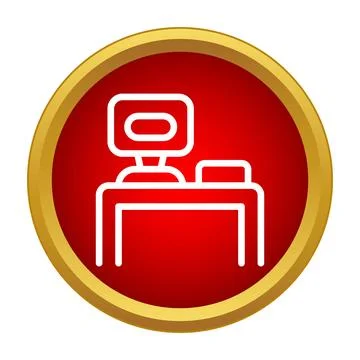 Desktop computer on table at workplace icon イラスト素材