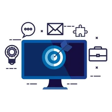 Desktop computer with target and iccons Stock-Illustration