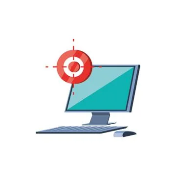 Desktop computer with target isolated icon Stock Illustration