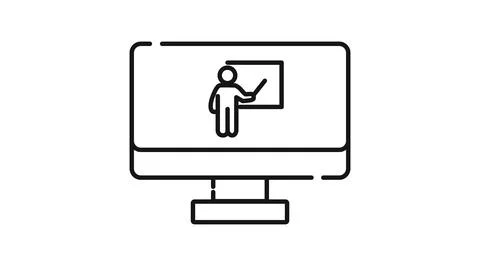 Desktop computer with teacher explaining Stock Illustration