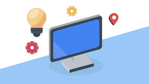 desktop computer tech with bulb animatio... | Stock Video | Pond5