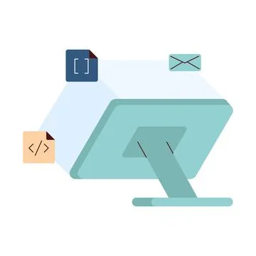 Desktop computer tech Stock Illustration