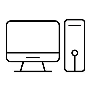 Desktop computer thin line icon. Personal computer vector illustration isolated Stock Illustration