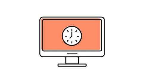 Desktop computer time management icon 库存插图