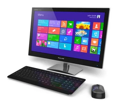 Desktop computer with touchscreen interface Illustrazione stock
