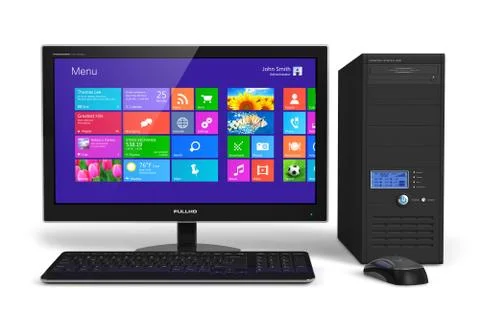 Desktop computer with touchscreen interface Stock Illustration