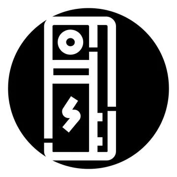 Desktop computer tower power supply charging icon 스톡 일러스트