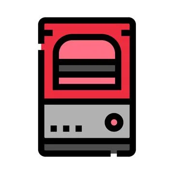Desktop computer tower with a red case icon 库存插图