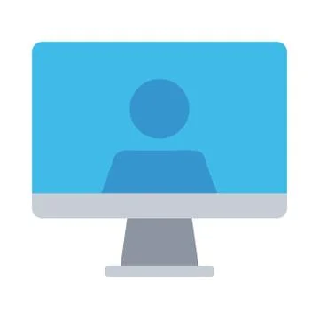 Desktop computer with user flat style icon Stockillustratie