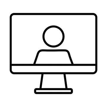 Desktop computer with user line style icon Stockillustratie