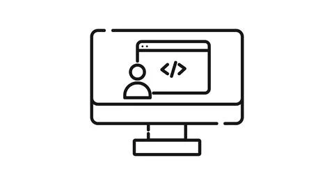 Desktop computer with user profile and web code Stock Illustration