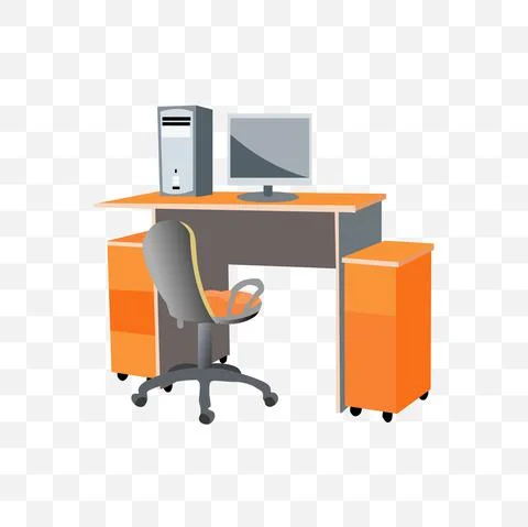 Desktop with computer vector illustration on blank background Stock Illustration