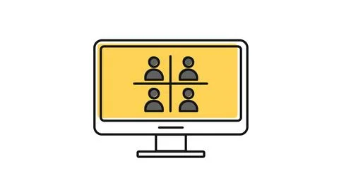 Desktop computer video conference icon 스톡 일러스트
